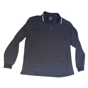 Grand Slam Golf Long Sleeve Polo Collared Shirt Black Striped Mens Size XL